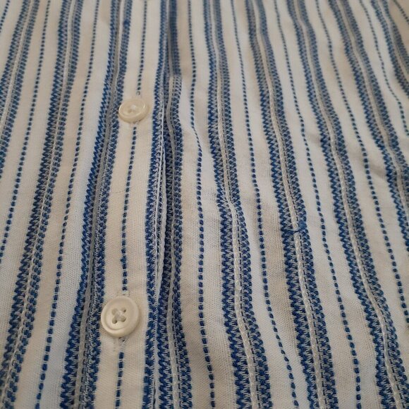 J. Crew Factory Women's Size XXL White Blue Stripe Tie Sleeve Button Up Shirt - Picture 9 of 14